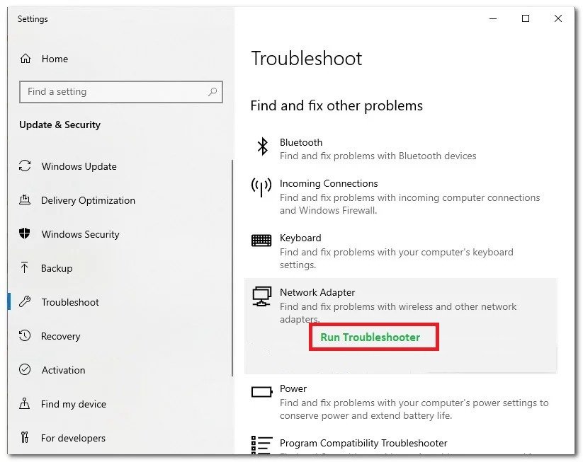 run the troubleshooter
